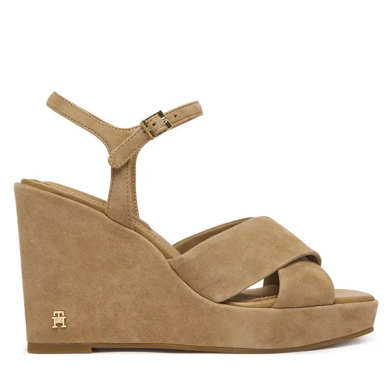 Sandali Tommy Hilfiger Suede Wrapped High Wedge FW0FW09218 Marrone