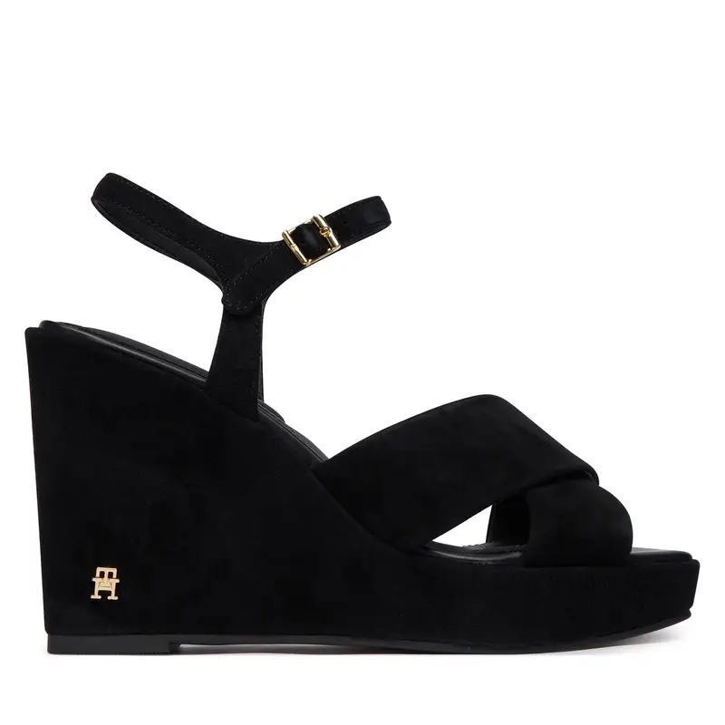 Sandali Tommy Hilfiger Suede Wrapped High Wedge FW0FW09218 Nero