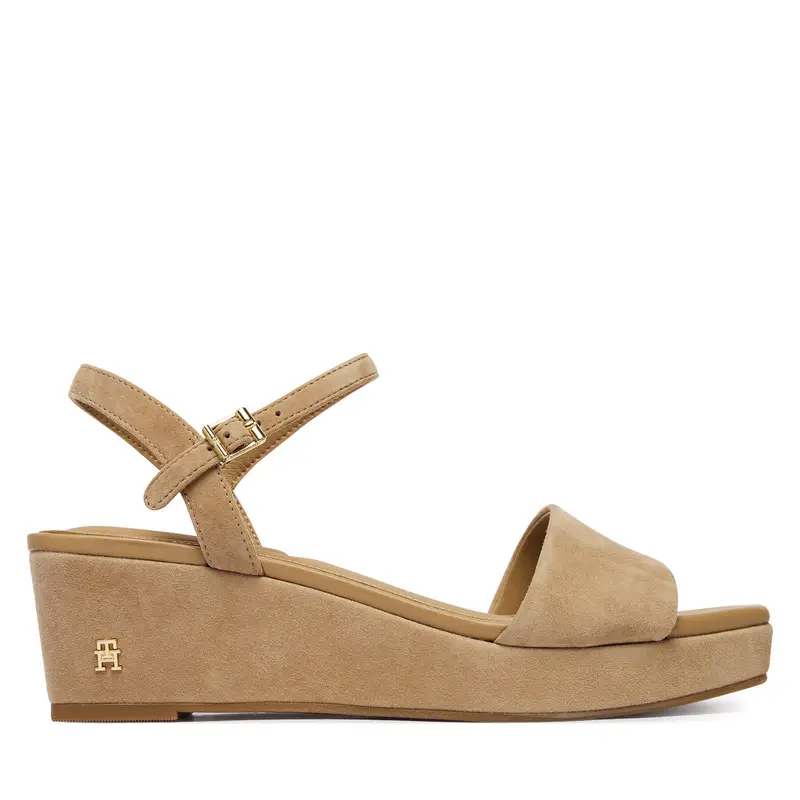 Sandali Tommy Hilfiger Suede Wrapped Mid Wedge FW0FW09235 Marrone