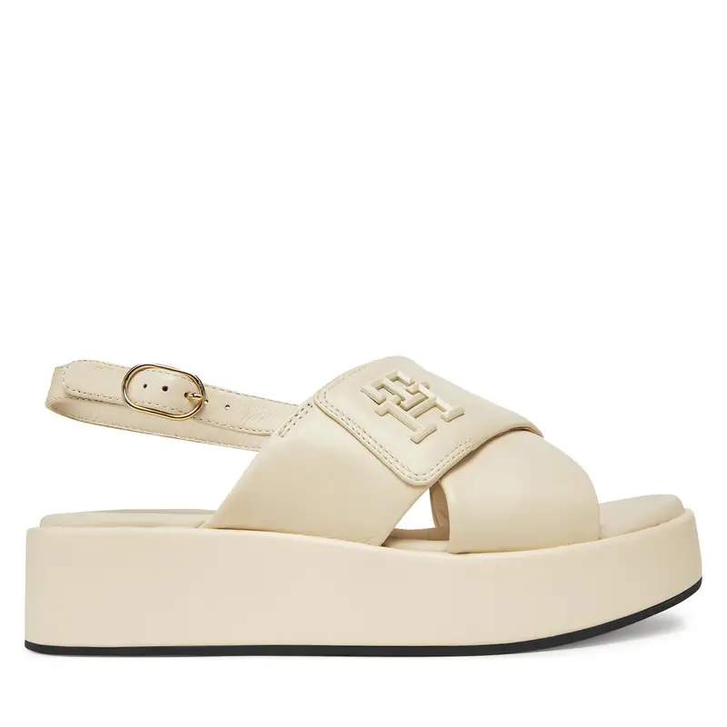 Sandali Tommy Hilfiger Th Logo Hw Padded Leather Sandal FW0FW08808 Beige