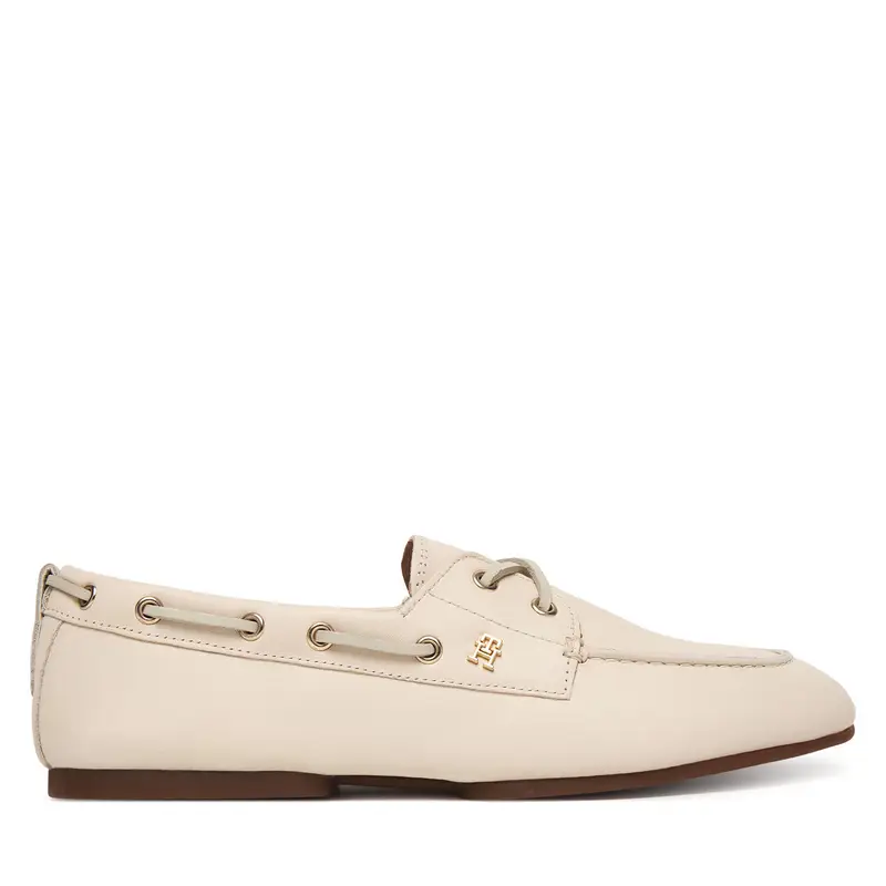 Scarpe basse Tommy Hilfiger Th Sleek Leather Boat Shoe FW0FW09148 Écru Écru