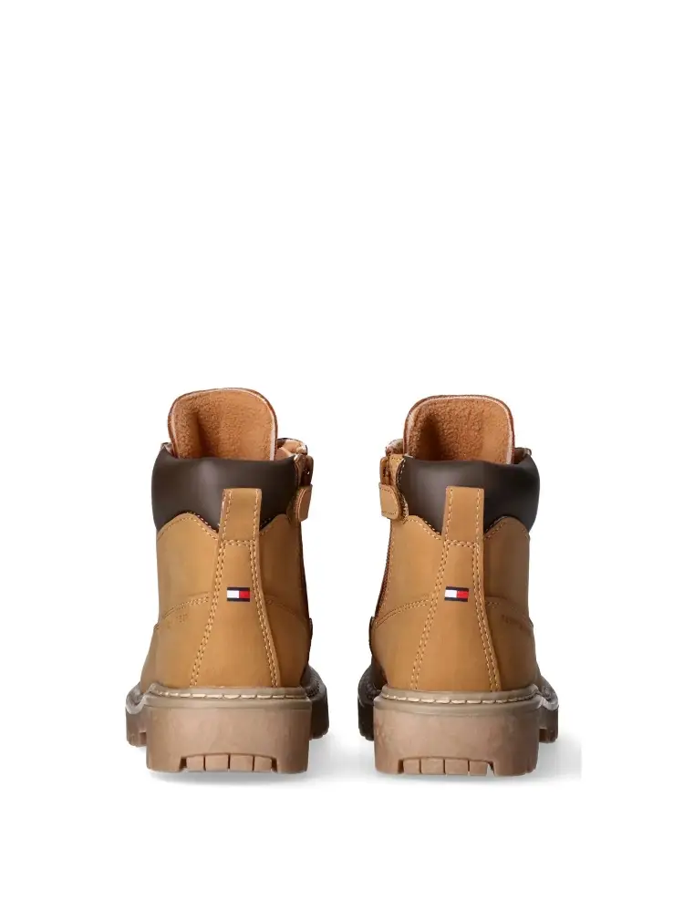 scarpe beige bambino stivali in ecopelle logo sul retro miniatura 3