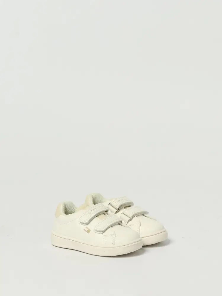 scarpe bianche bambino in ecopelle con dettagli beige miniatura 2