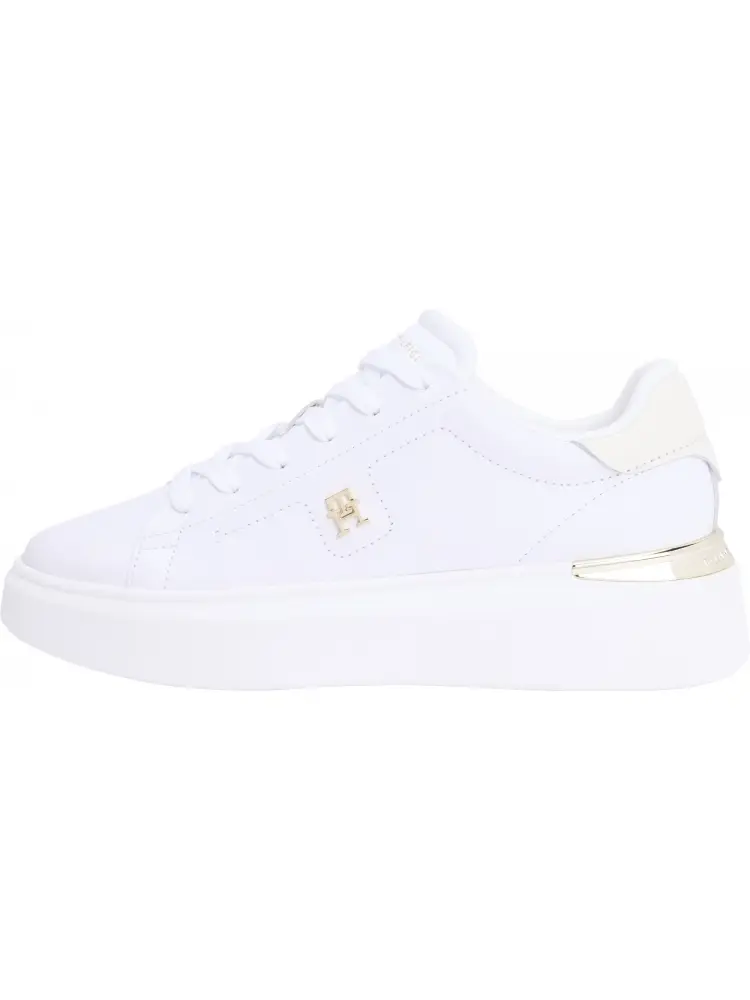 scarpe bianche donna in pelle con dettagli oro