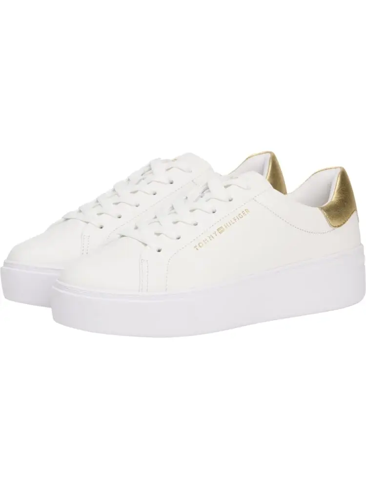 scarpe bianche donna in pelle dettagli oro sul retro miniatura 2