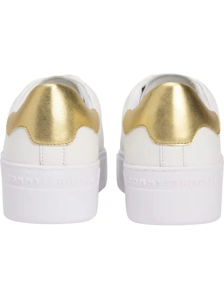 scarpe bianche donna in pelle dettagli oro sul retro miniatura 3