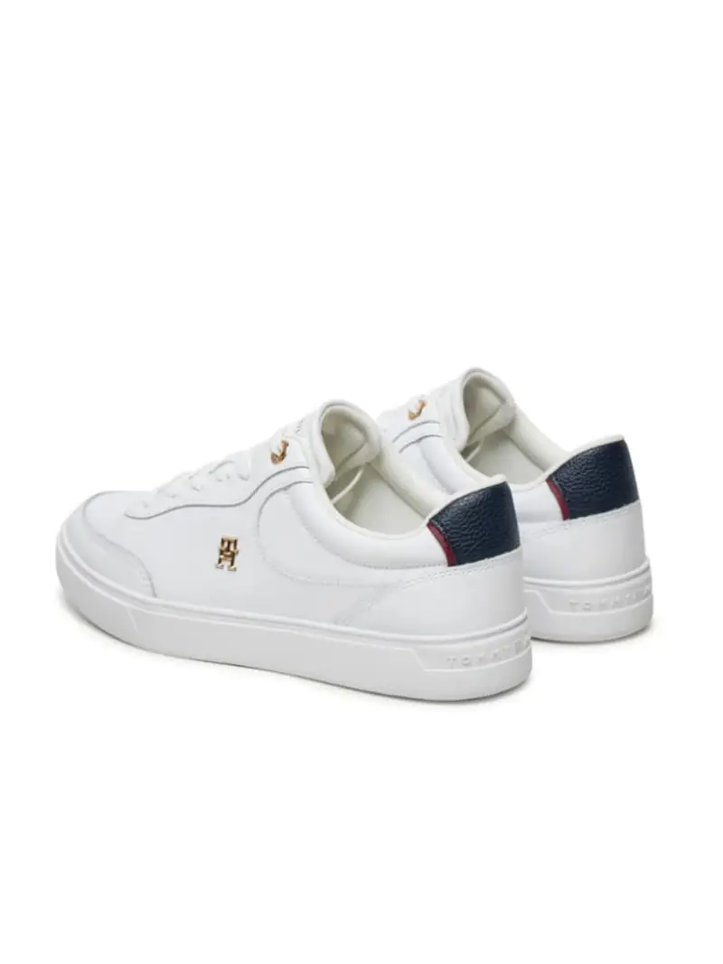 Tommy Hilfiger scarpe bianche donna in pelle logo sul lato in rilievo retro blu navy miniatura 2