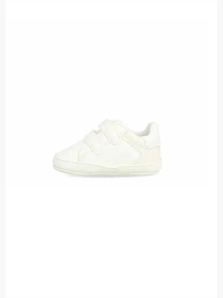 scarpe bianche neonata da culla in ecopelle logo sul lato miniatura 3