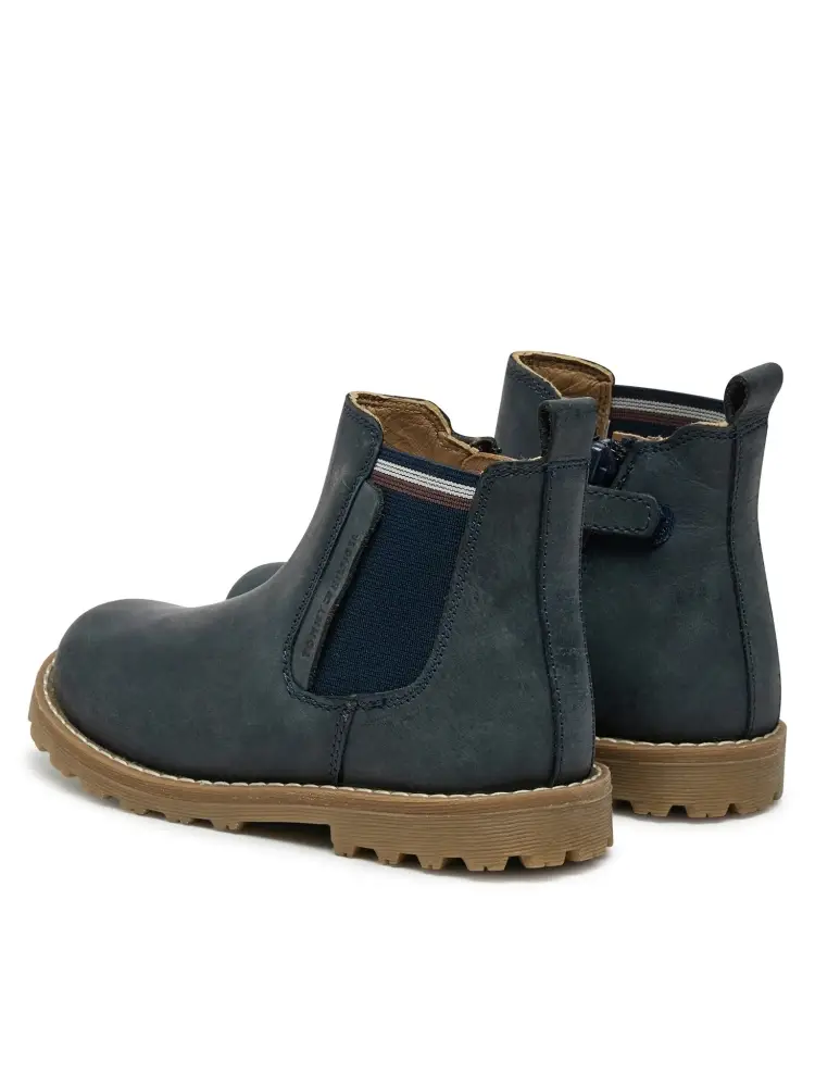 scarpe blu navy bambino in vera pelle logo lettering miniatura 3