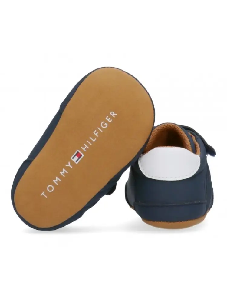 scarpe blu navy neonato in ecopelle logo sul lato miniatura 3