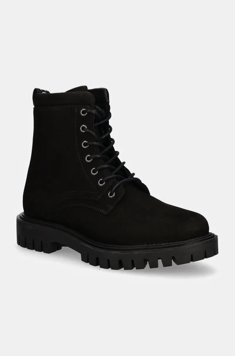 scarpe in pelle CASUAL HILFIGER CHUNK Z NBK BOOT uomo colore nero FM0FM05149