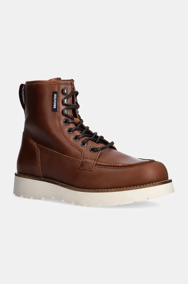 scarpe in pelle TH AMERICAN PREM CHECK LTH BOOT uomo colore marrone FM0FM05194