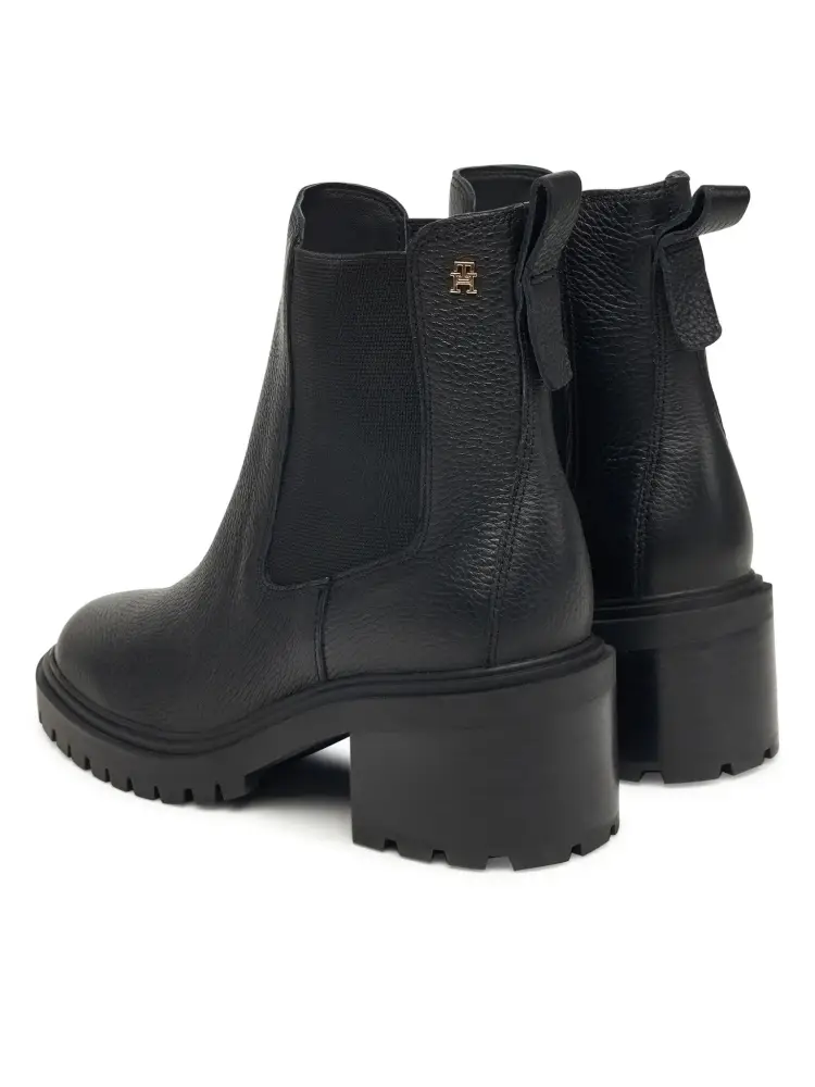 scarpe nere donna stivali in pelle logo sul lato miniatura 3