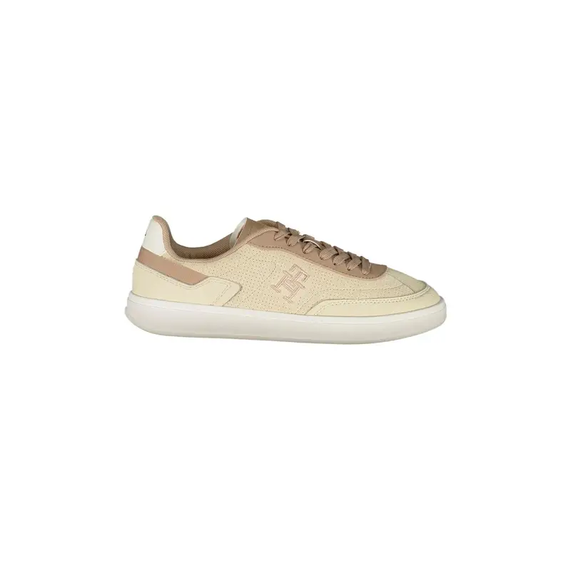 Scarpe Sneakers Donna Beige con Ricamo e Plantare Removibile