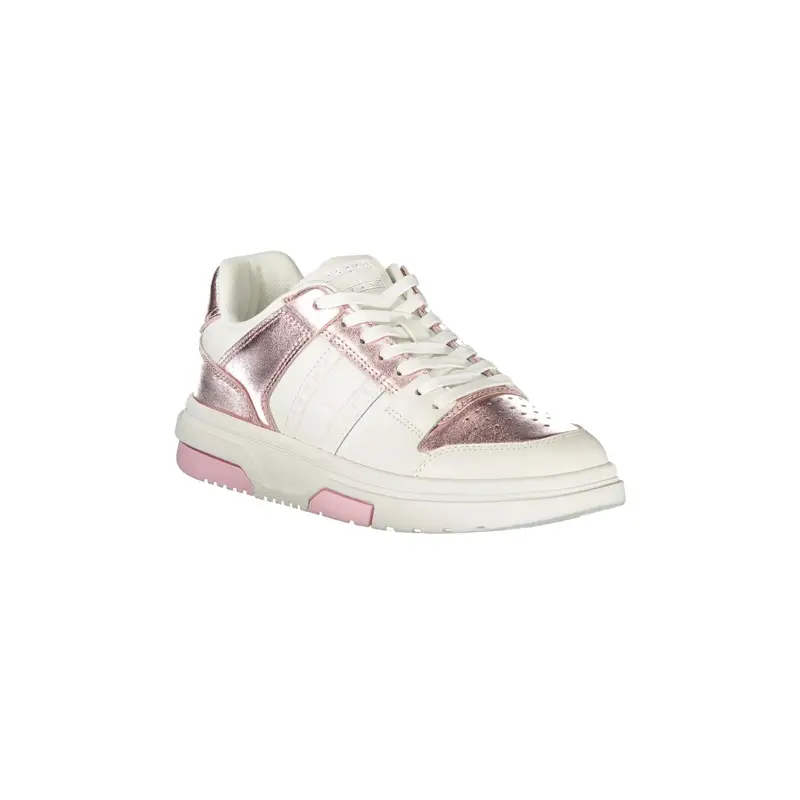 Scarpe Sneakers Donna Bianche con Dettagli Rosa e Plantare Removibile Bianco miniatura 2