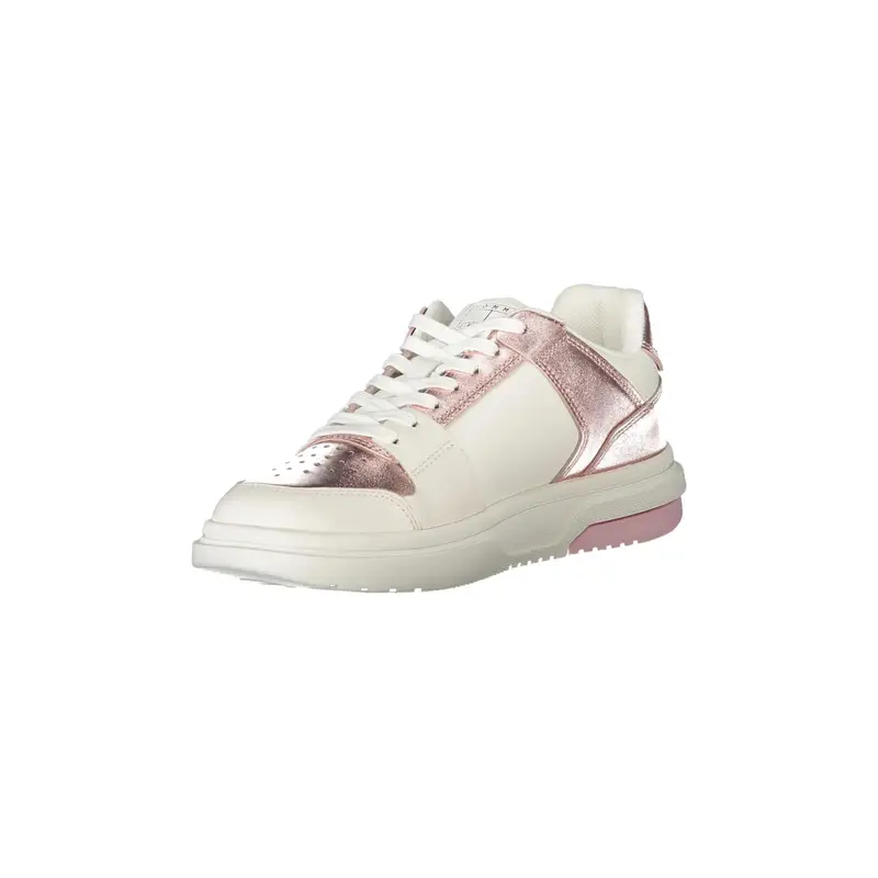 Scarpe Sneakers Donna Bianche con Dettagli Rosa e Plantare Removibile Bianco miniatura 3