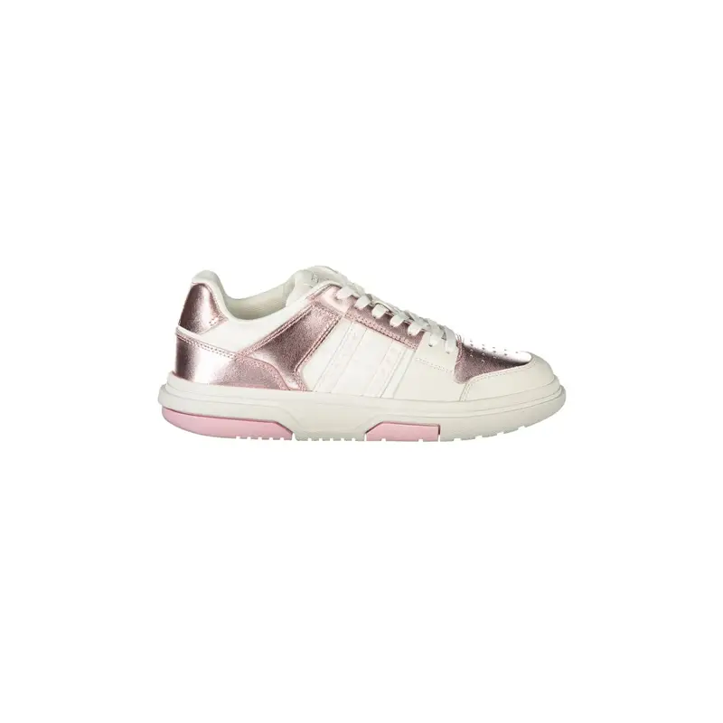 Scarpe Sneakers Donna Bianche con Dettagli Rosa e Plantare Removibile Bianco