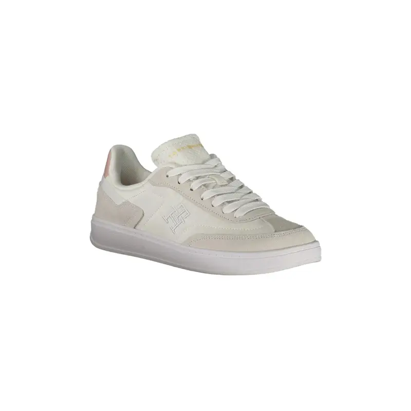 Scarpe Sneakers Donna Bianche con Dettagli Rosa e Ricamo Bianco miniatura 2