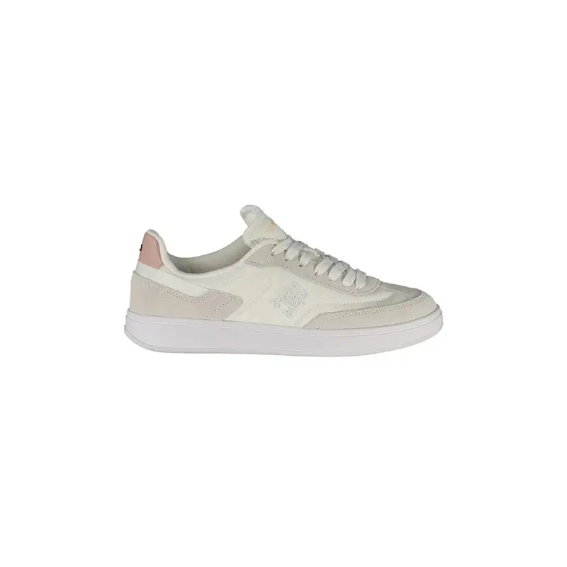 Scarpe Sneakers Donna Bianche con Dettagli Rosa e Ricamo Bianco