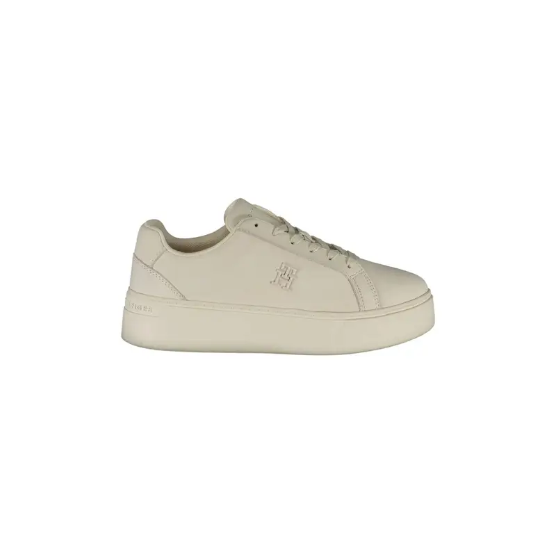 Scarpe Sneakers Donna Bianche con Lacci e Logo Bianco