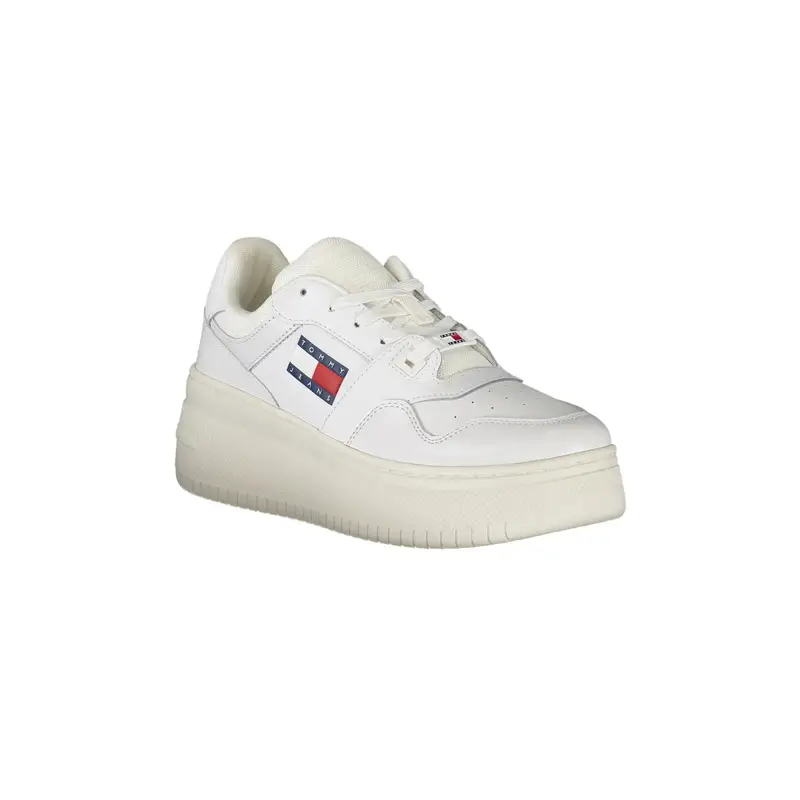 Scarpe Sneakers Donna Bianche con Suola Alta e Stampa Logo Bianco miniatura 2