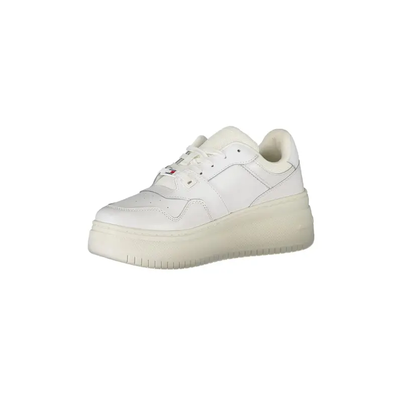 Scarpe Sneakers Donna Bianche con Suola Alta e Stampa Logo Bianco miniatura 3