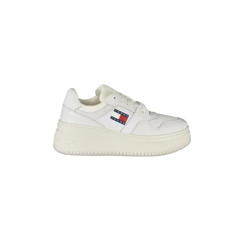 Scarpe Sneakers Donna Bianche con Suola Alta e Stampa Logo Bianco