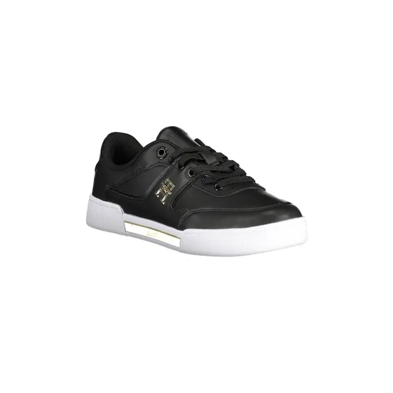 Scarpe Sneakers Donna Nera con Lacci e Logo Nero miniatura 2