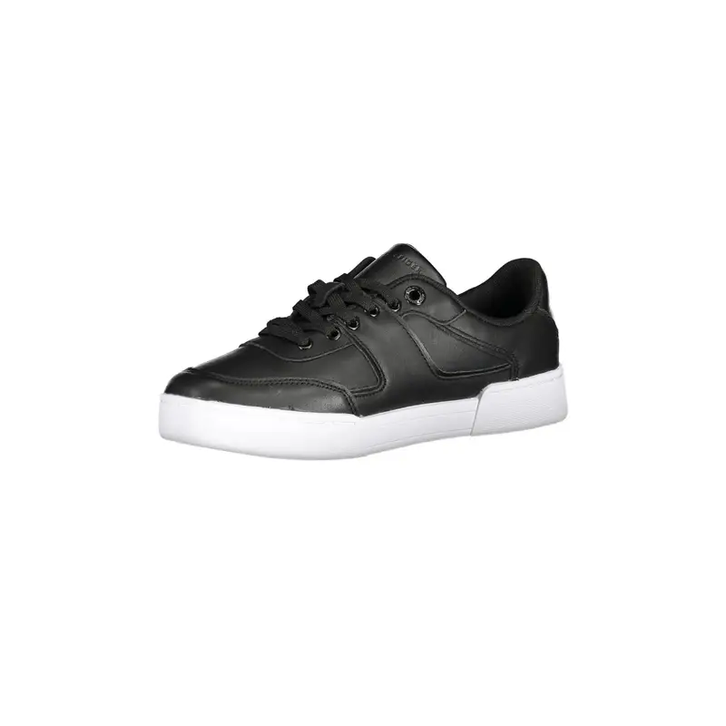 Scarpe Sneakers Donna Nera con Lacci e Logo Nero miniatura 3