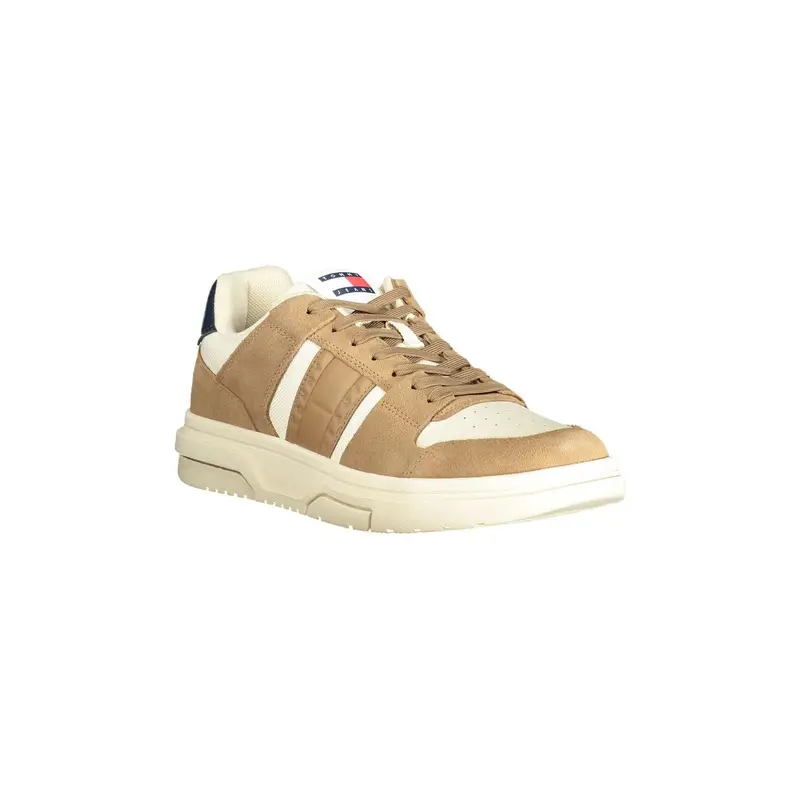 Scarpe Sneakers Uomo Beige con Dettagli Marroni e Blu miniatura 2