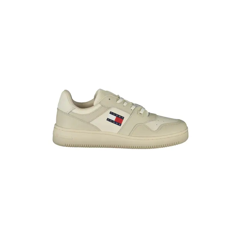 Scarpe Sneakers Uomo Beige con Plantare Removibile e Dettagli a Contrasto
