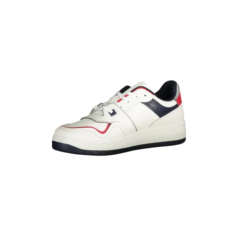 Scarpe Sneakers Uomo Bianche con Dettagli Blu e Rossi Bianco miniatura 3