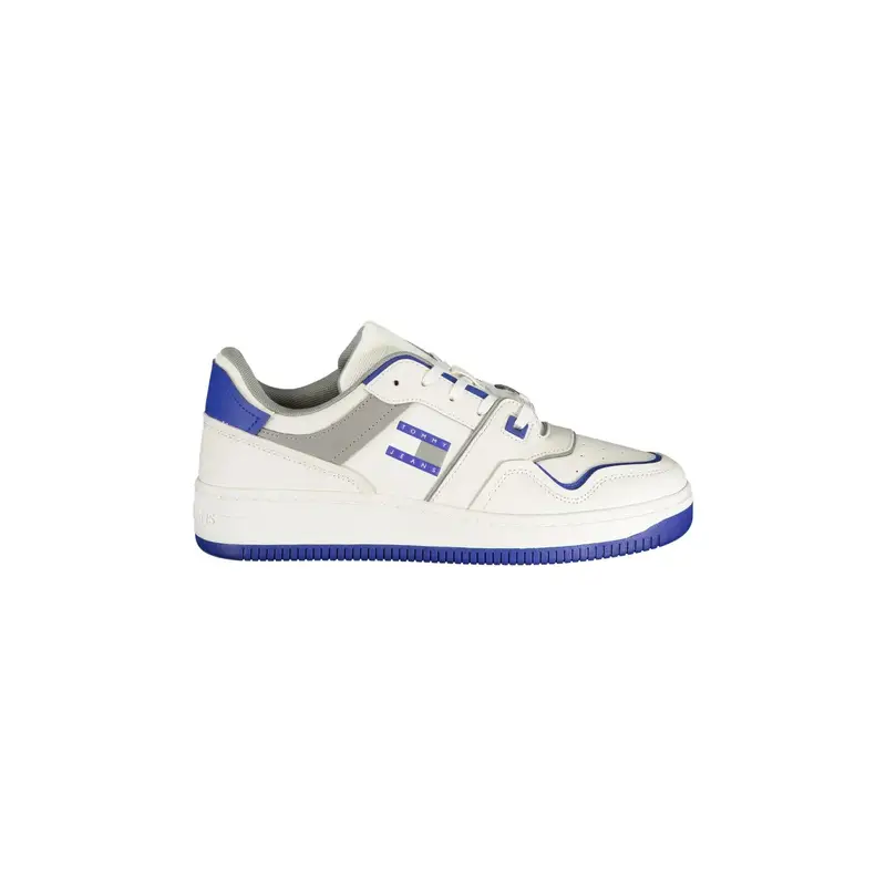 Scarpe Sneakers Uomo Bianche con Dettagli Blu Royal Bianco