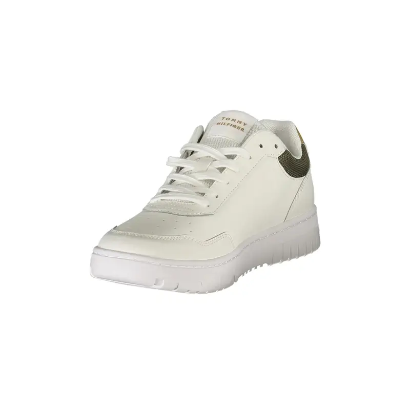Scarpe Sneakers Uomo Bianche con Dettagli Verde e Beige Bianco miniatura 3