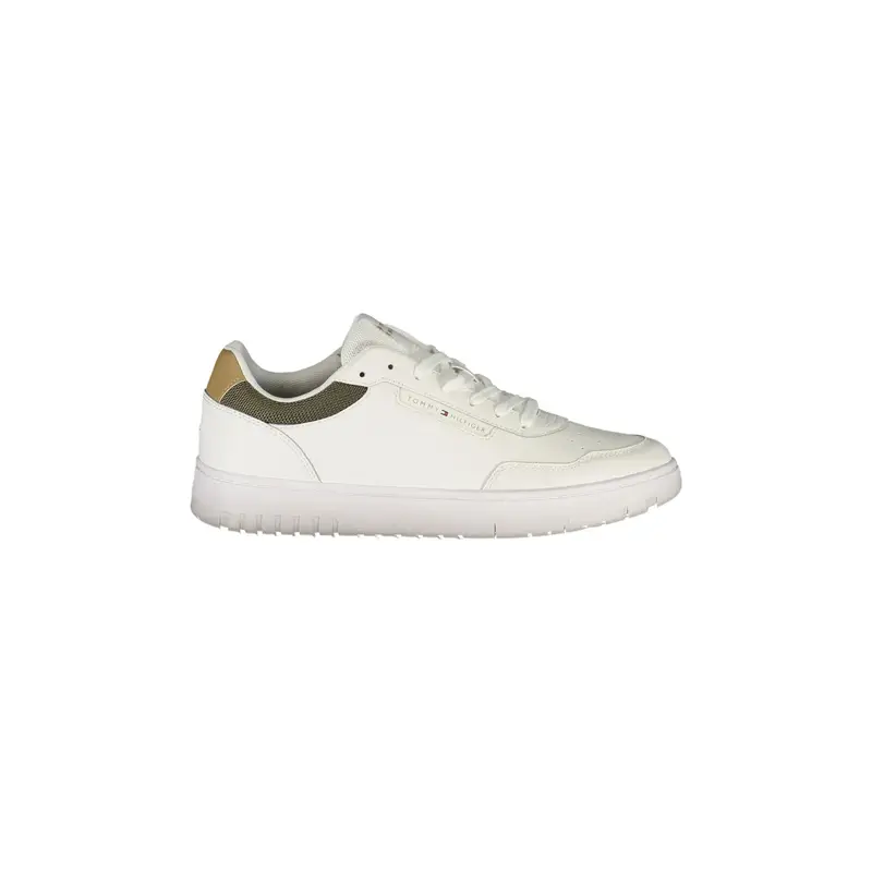 Scarpe Sneakers Uomo Bianche con Dettagli Verde e Beige Bianco