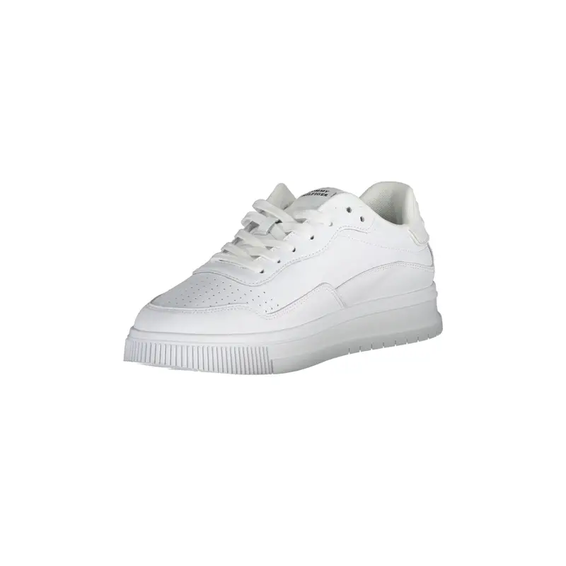 Scarpe Sneakers Uomo Bianche con Ricamo e Logo Bianco miniatura 2