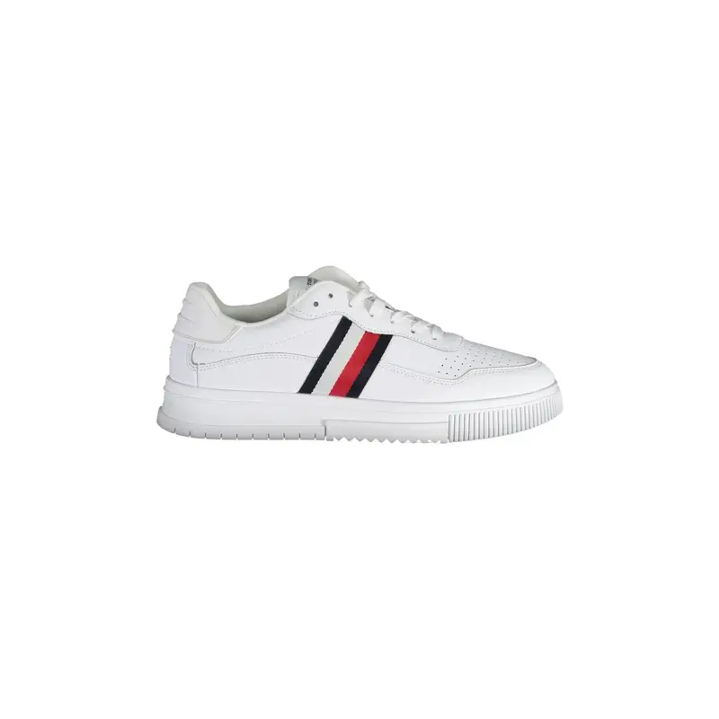 Scarpe Sneakers Uomo Bianche con Ricamo e Logo Bianco