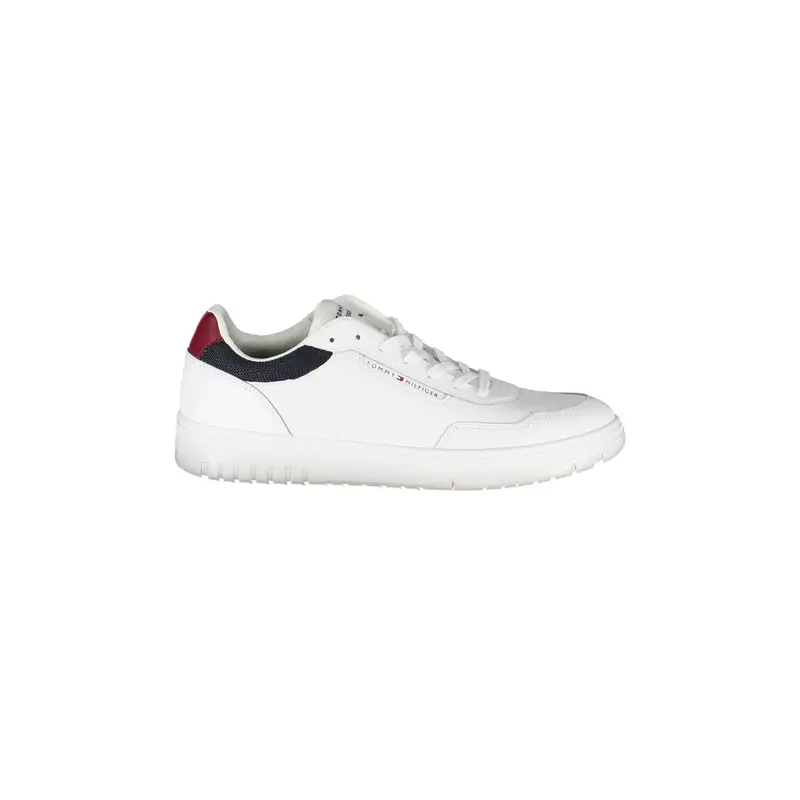 Scarpe Sneakers Uomo Bianche in Pelle con Dettagli a Contrasto Bianco