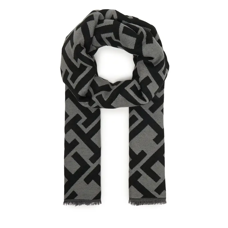 Scialle Tommy Hilfiger Th Monogram Heavy Scarf AW0AW18051 Nero