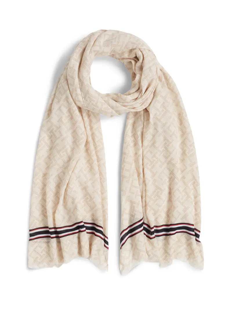 Sciarpa beige / crema / marino / bianco