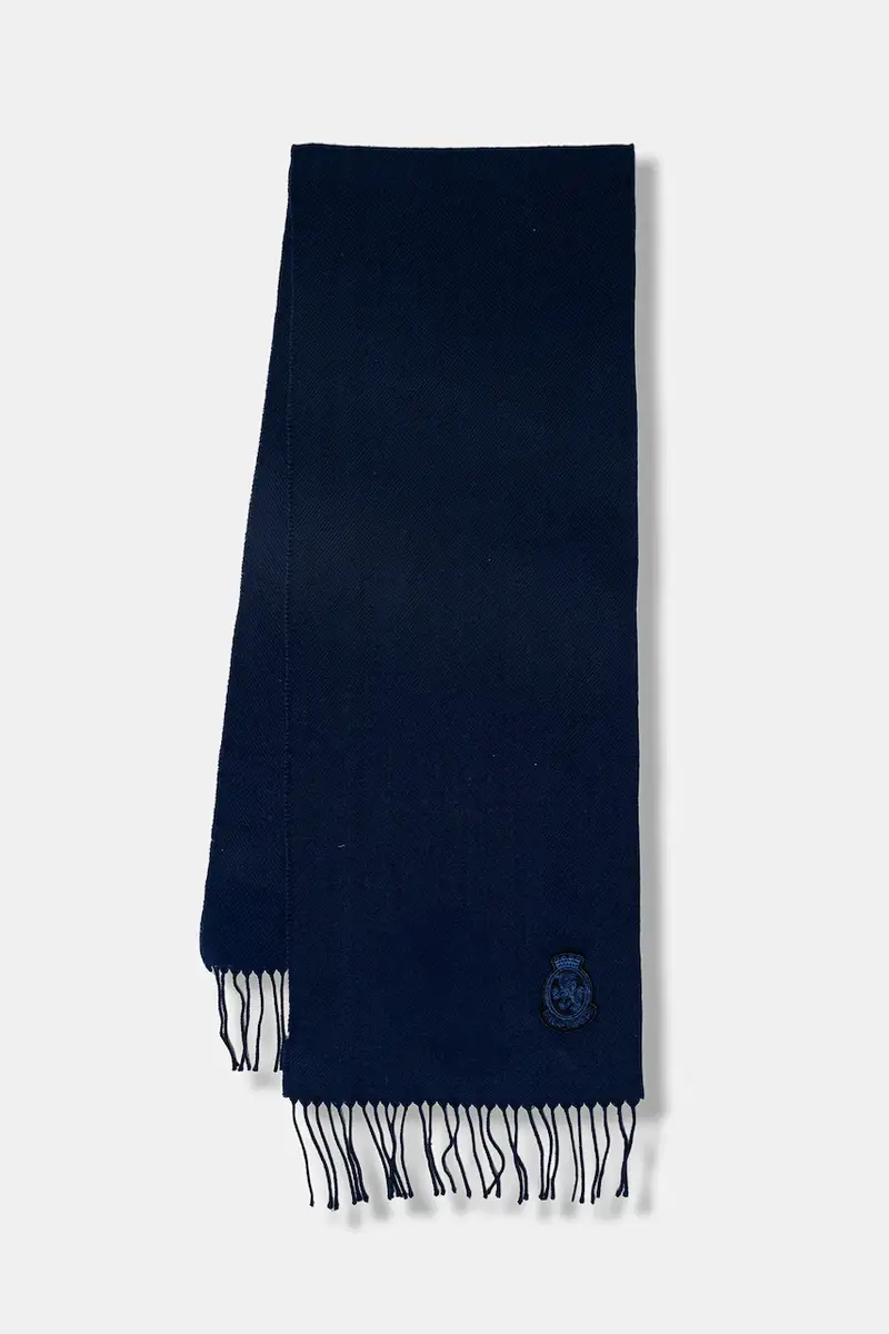 sciarpa in lana uomo colore blu navy con applicazione AM0AM13789