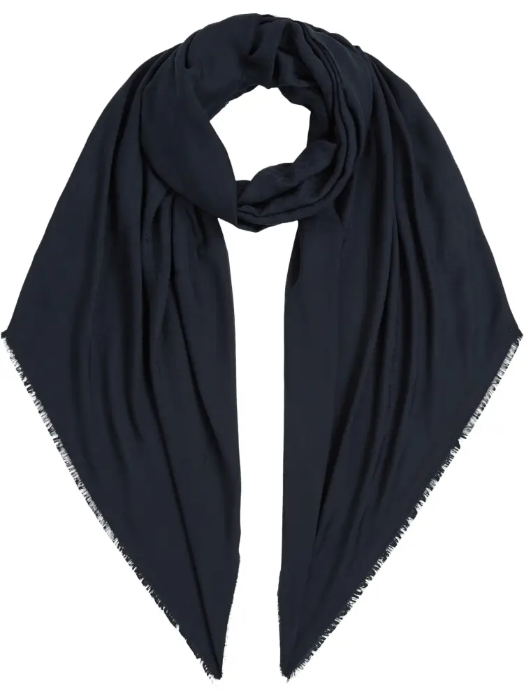 sciarpa monogramma th blu e bordo sfrangiato