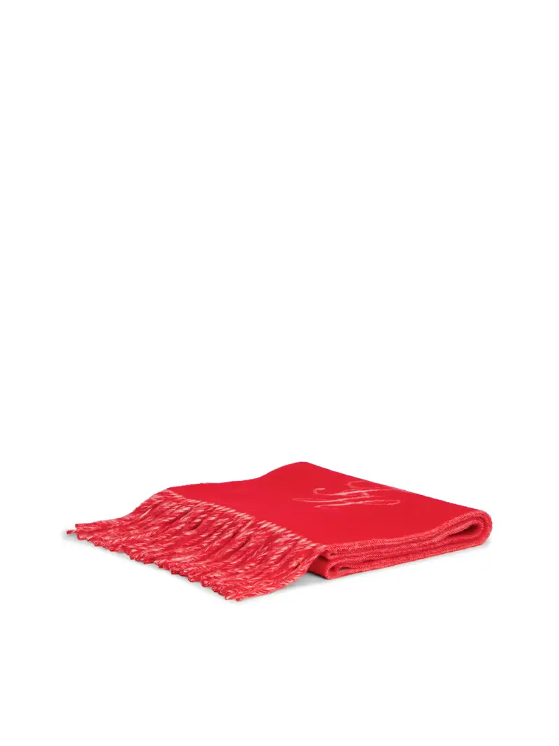 Sciarpa rosso / bianco lana miniatura 2