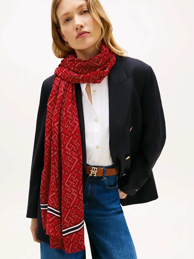 Sciarpa rosso / bordeaux / nero / bianco miniatura 2