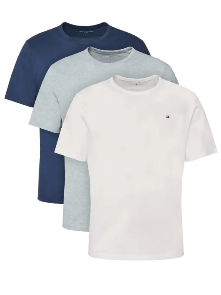 set 3 t-shirt in cotone blu/grigio/bianco regular fit