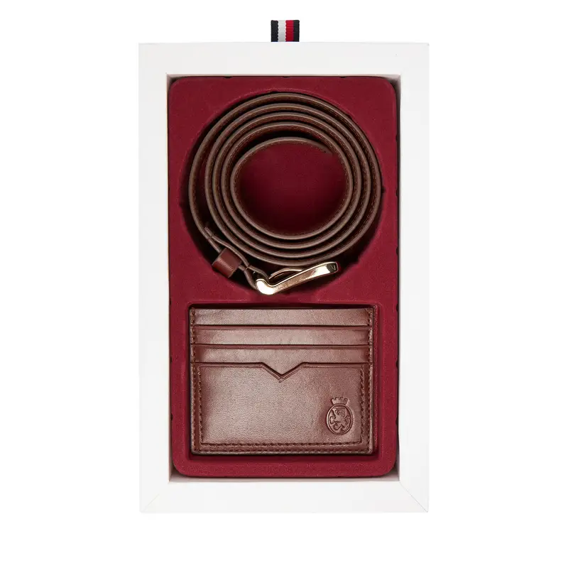 Set regalo Tommy Hilfiger Th Crest Belt And Cc Holder AM0AM13934 Marrone