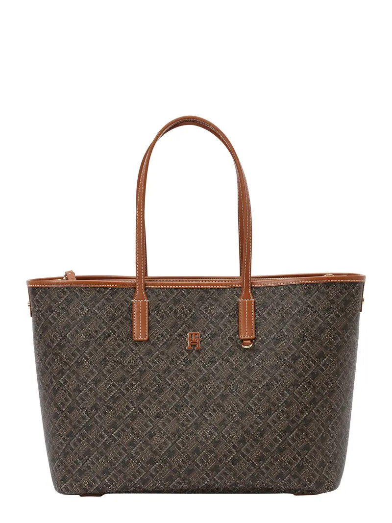 Shopper cognac / terra d ombra / nero / bianco