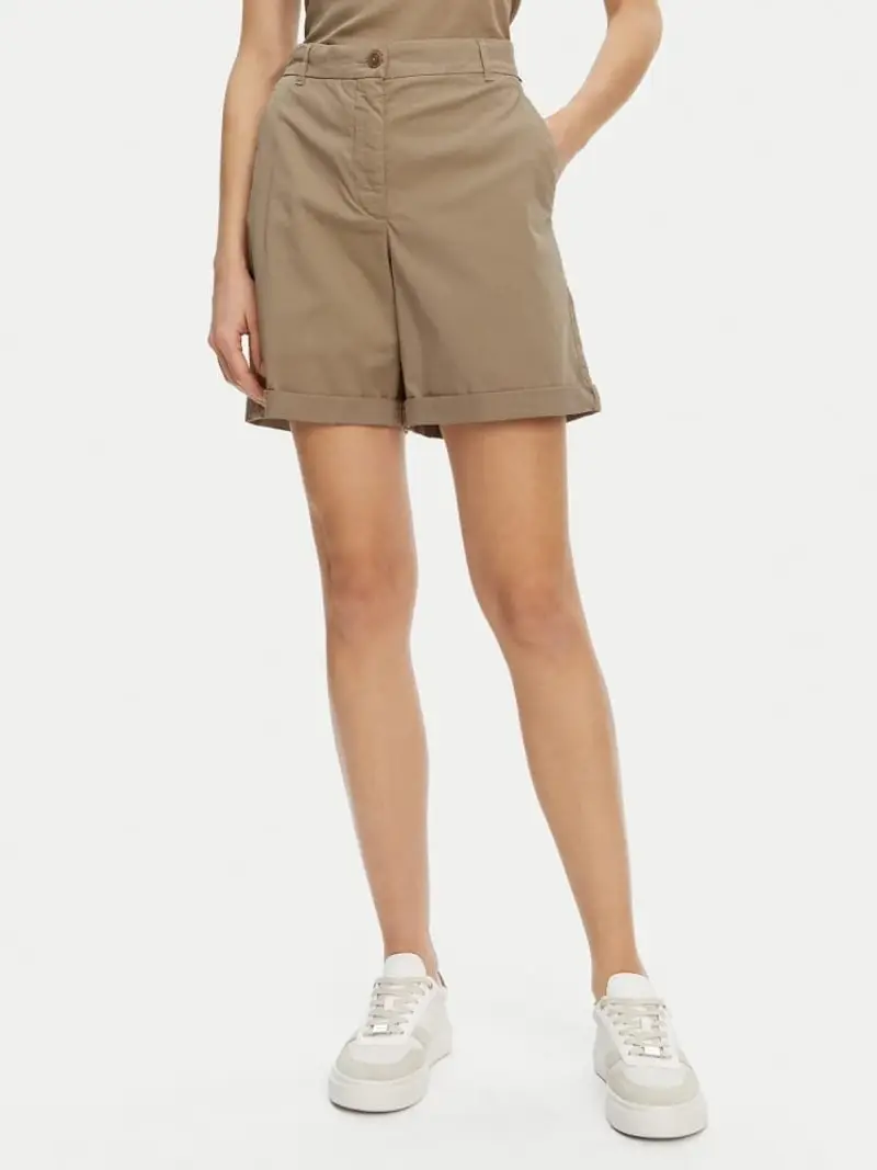 Tommy Hilfiger shorts beige donna in cotone mini logo sul lato e sul retro