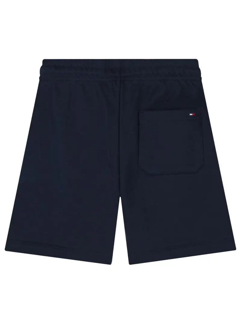 Tommy Hilfiger shorts blu navy bambino in cotone mini logo lettering sul fondo miniatura 2