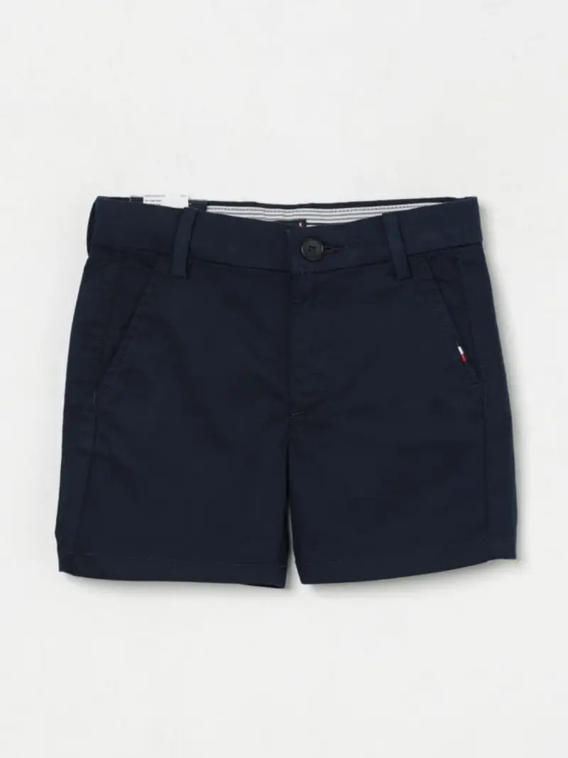 Tommy Hilfiger shorts blu navy bambino in cotone patch logo sul retro
